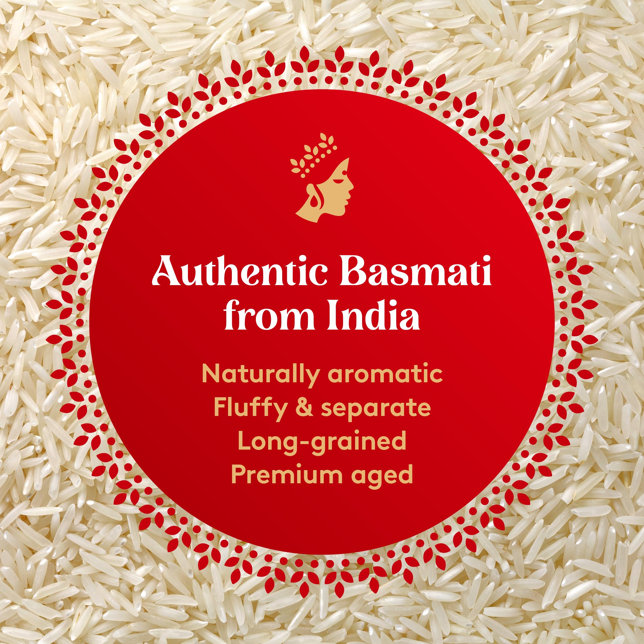 Royal Basmati rice raw grains, aged over 12 months for depth of flavor.
