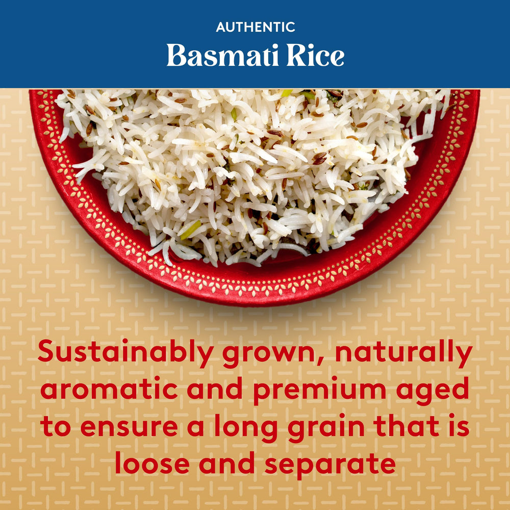 Royal Basmati rice grown in Himalayan foothills for aroma.