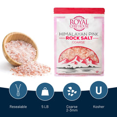 Close-up of Royal Chef House Himalayan Pink Salt crystals showing natural texture.