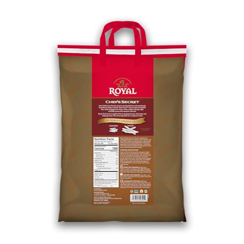 Royal Chef's Secret Basmati Rice plated with glossy, pearl-white grains for presentation