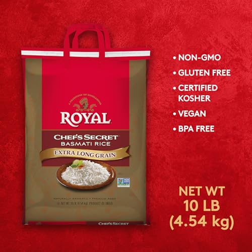 Royal Chef's Secret Basmati Rice steaming to fluffy, non-sticky grains