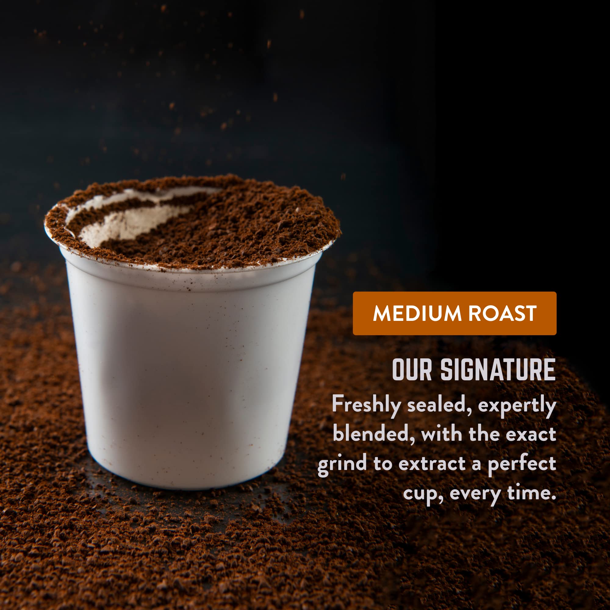 Single-serve pod dispensing for quick, consistent brews with ROYAL CUP SIGNATURE.