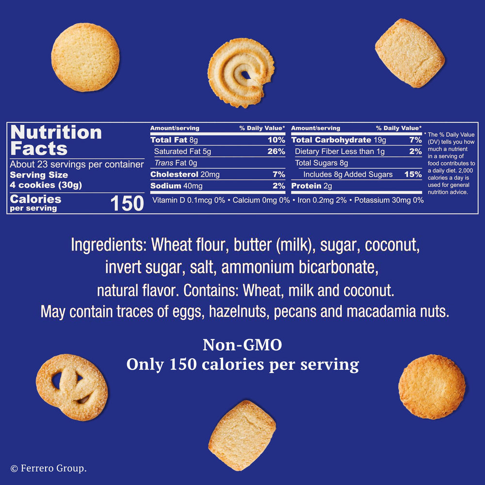 Royal Dansk butter cookies in multiple shapes, delivering a buttery crunch in every bite.