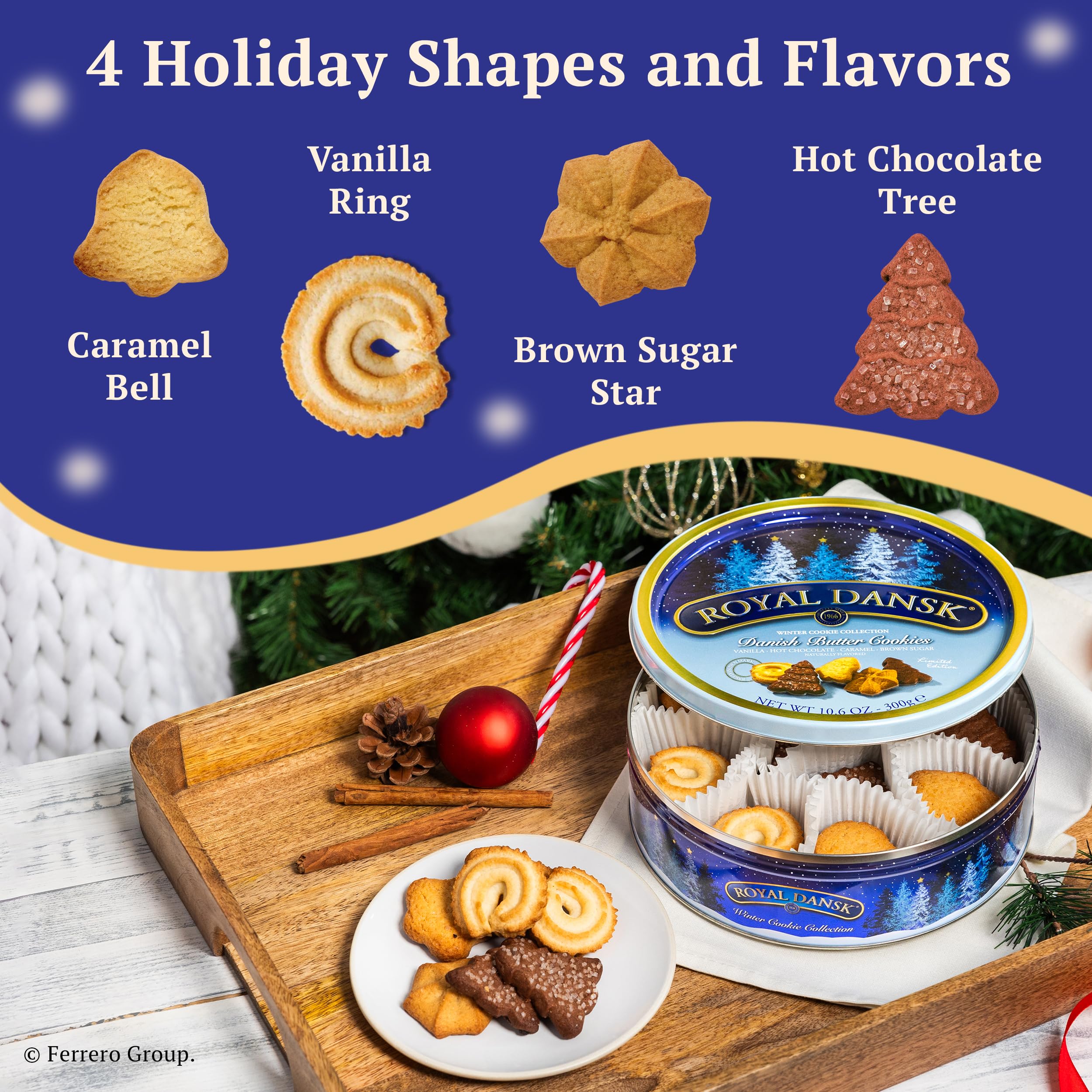 Royal Dansk assorted cookies close-up showing rich butter flavor