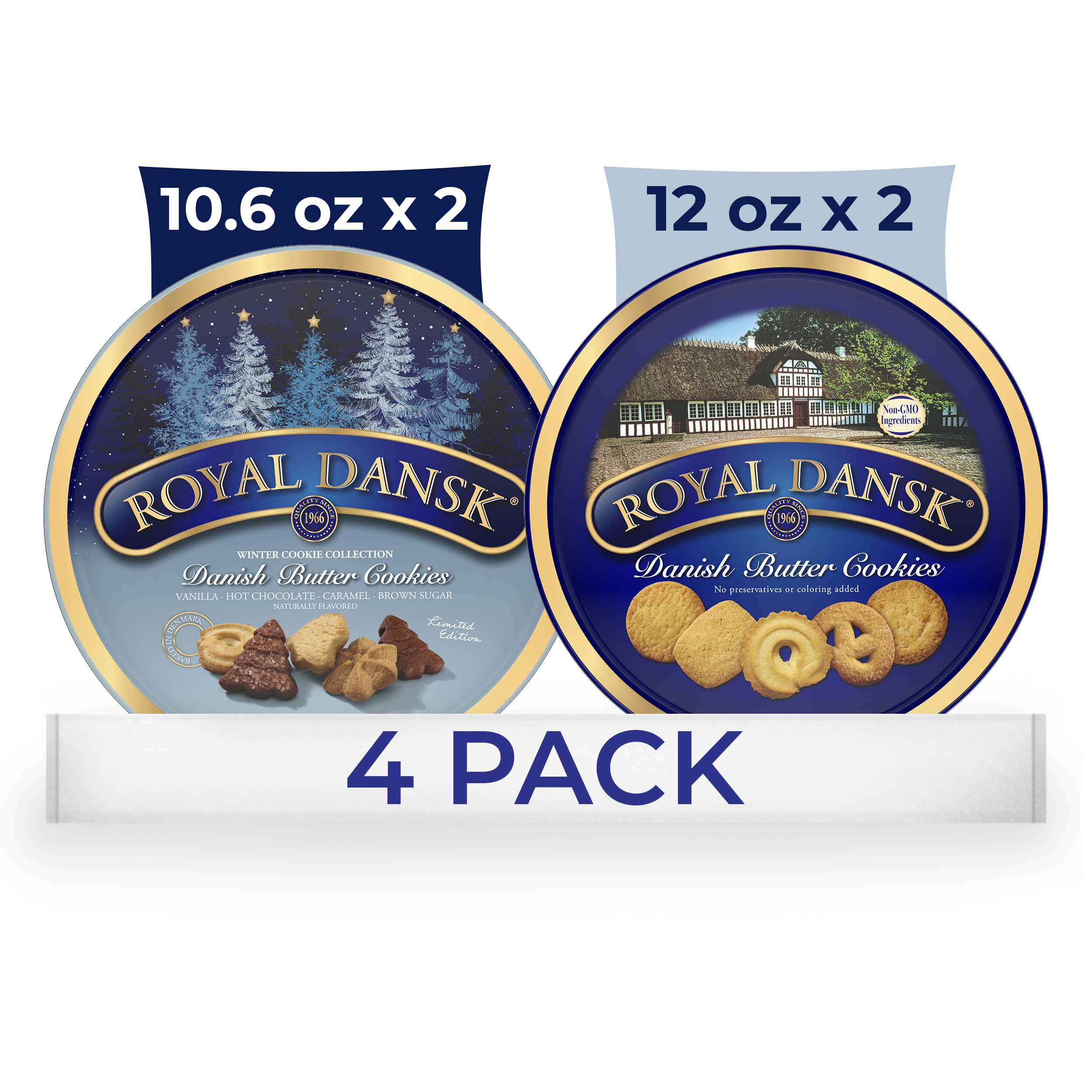 Royal Dansk holiday gift tin front view with festive design