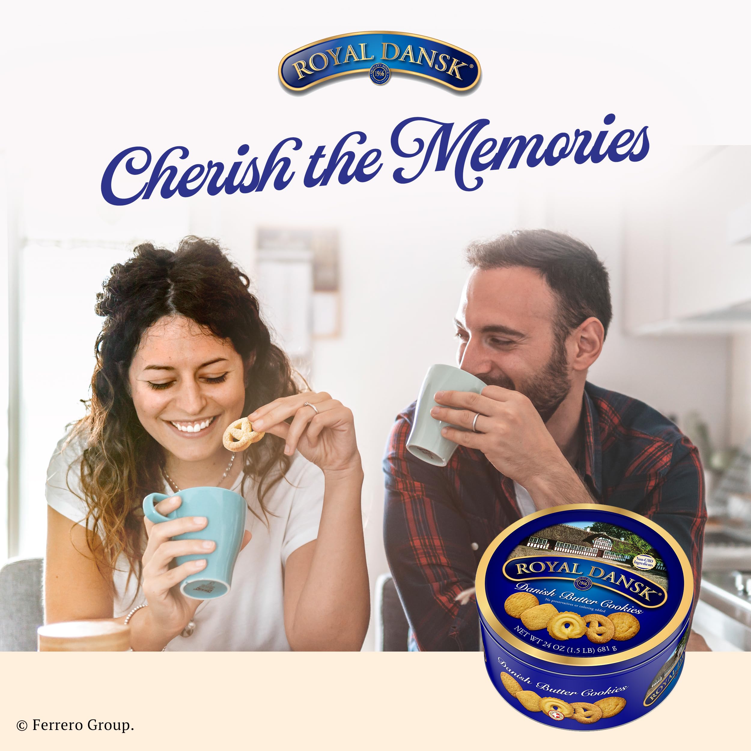 Royal Dansk reusable tin serves as keepsake storage after cookies are enjoyed.