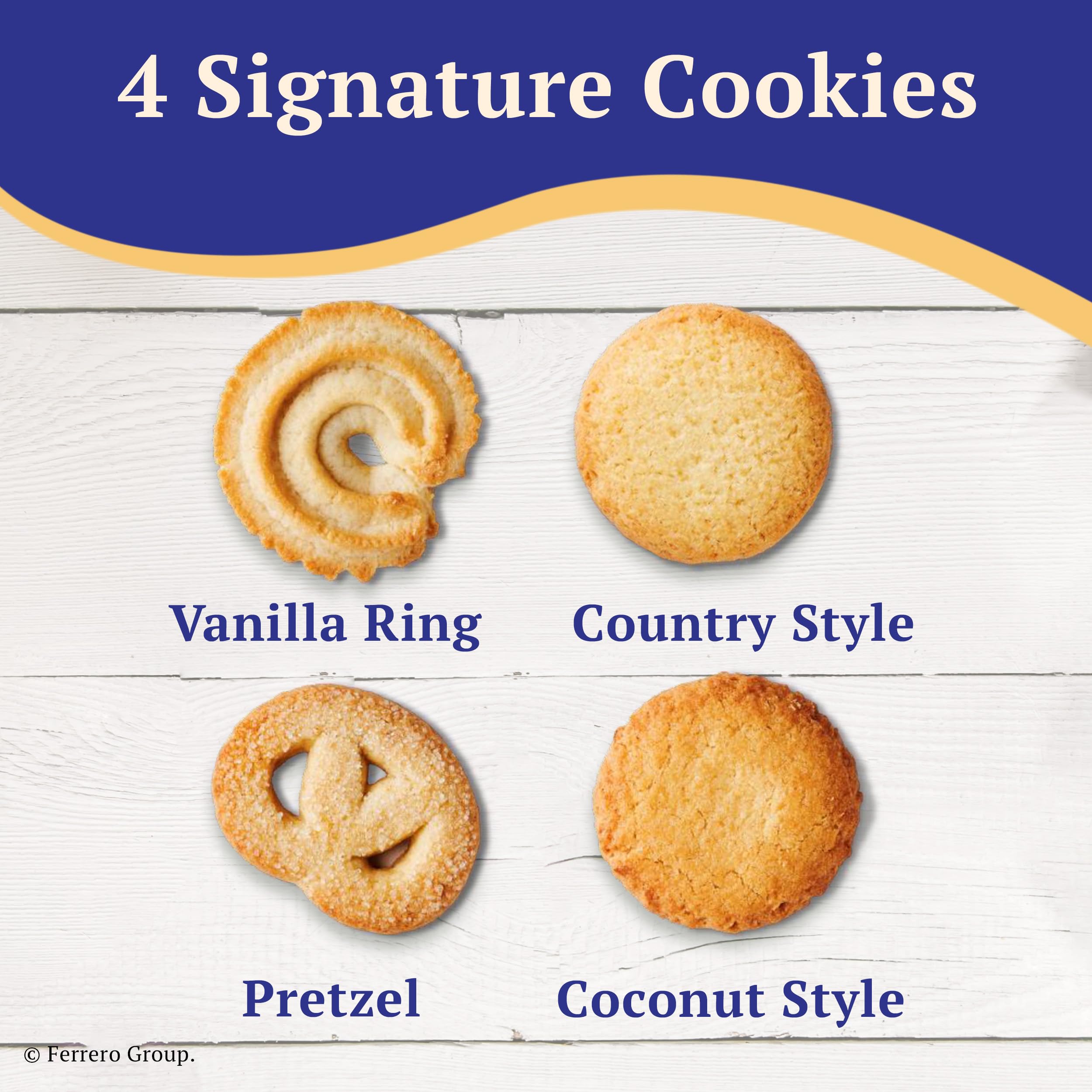 Royal Dansk vanilla ring cookie close-up with crisp texture.
