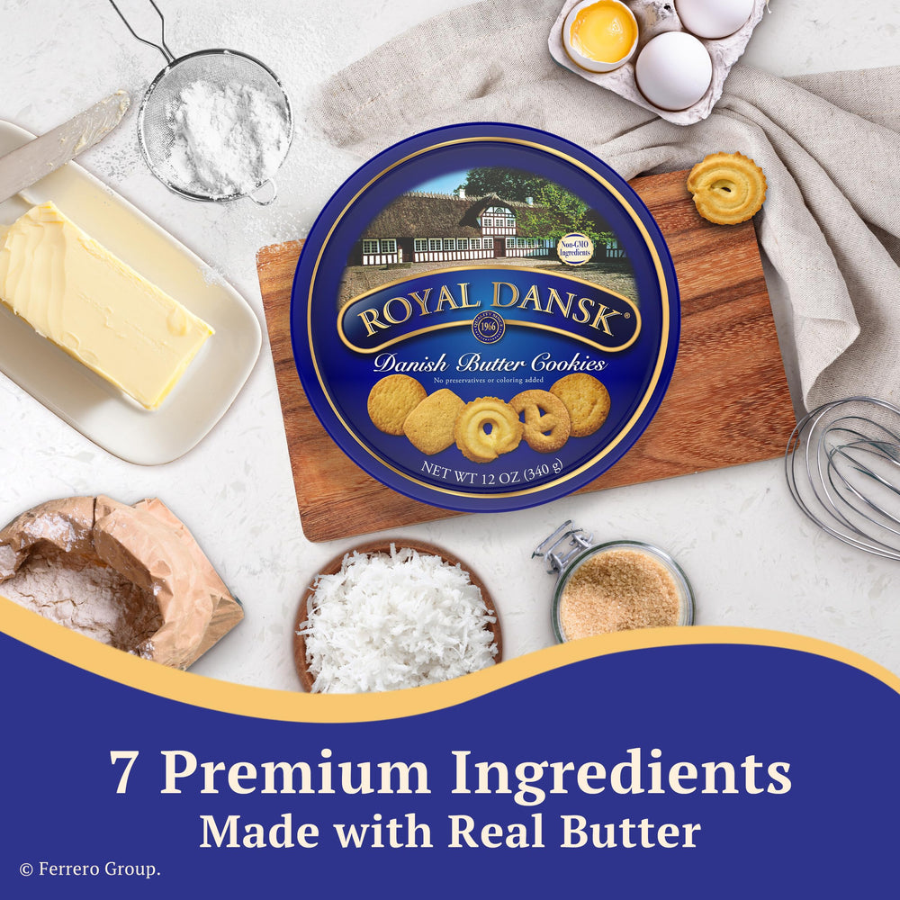Royal Dansk vanilla ring cookies delivering light sweetness.