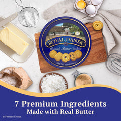 Royal Dansk vanilla ring cookies delivering light sweetness.
