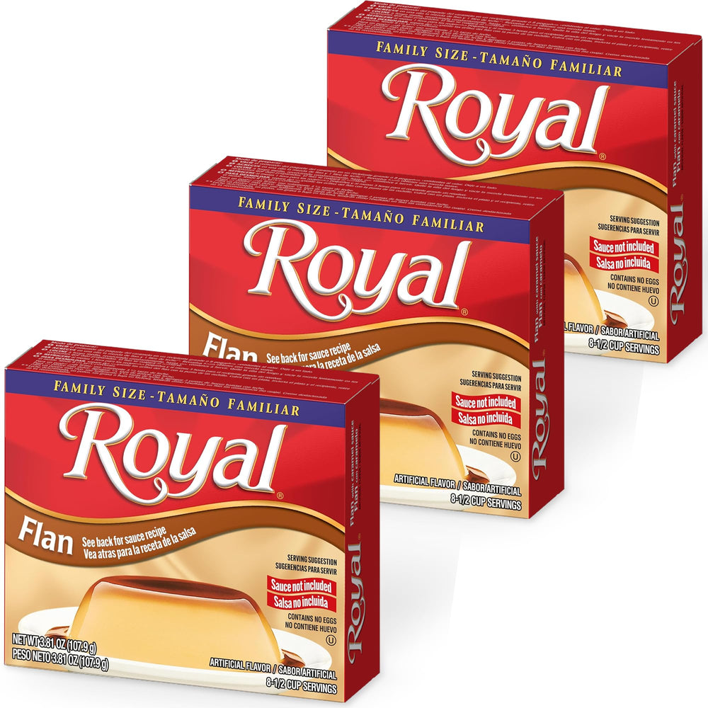 Royal Flan Dessert Mix 3-pack boxes ready for quick family desserts
