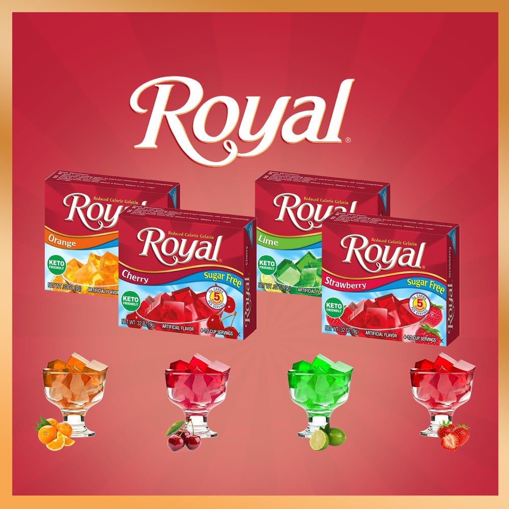 Royal Gelatin Sugar Free diet-friendly label on packaging
