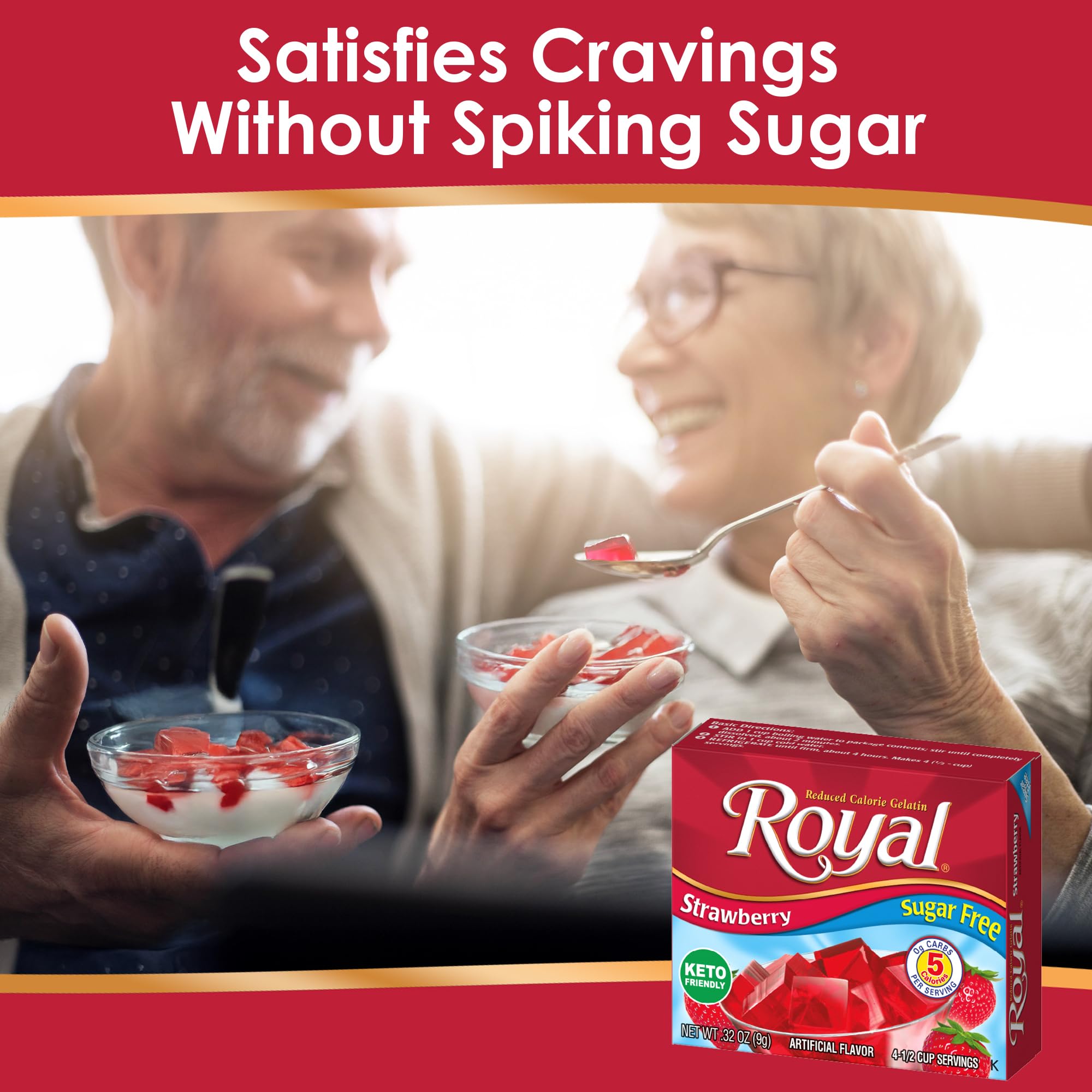 Royal Gelatin cherry cups provide a quick, zero-sugar snack ideal for portions.