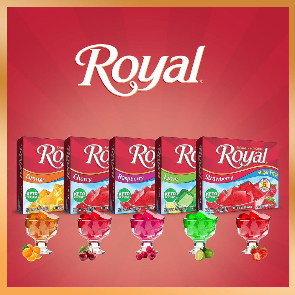 Royal Gelatin multi-color jellies present an eye-catching sugar-free dessert option.