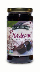 Royal Harvest Northwest Noire Maraschino cherries in a jar, ideal for desserts and cocktails