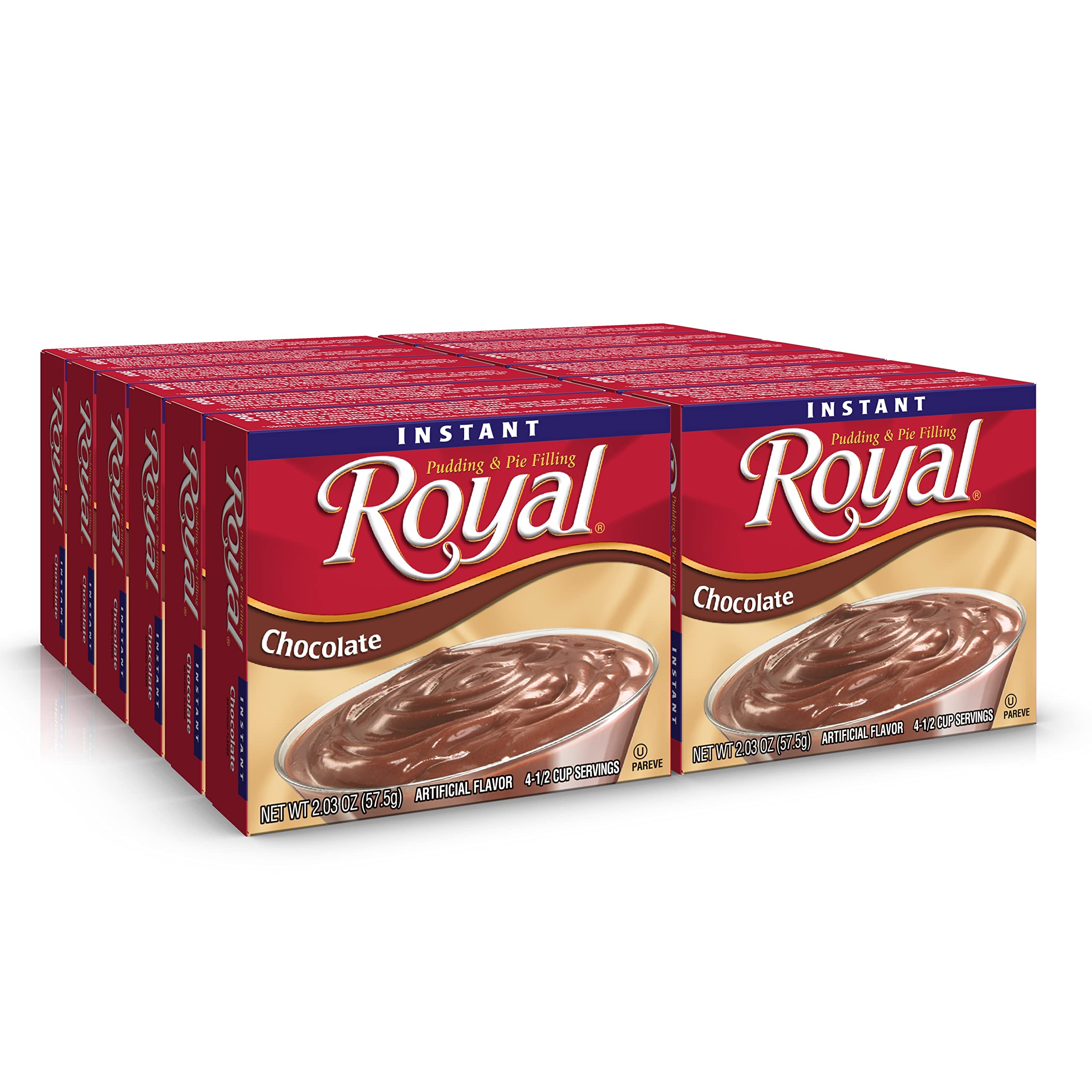 Royal Instant Pudding Chocolate box front, ready for quick family desserts.