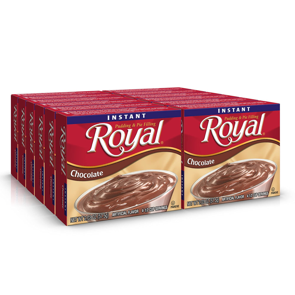 Royal Instant Pudding Chocolate box front, ready for quick family desserts.