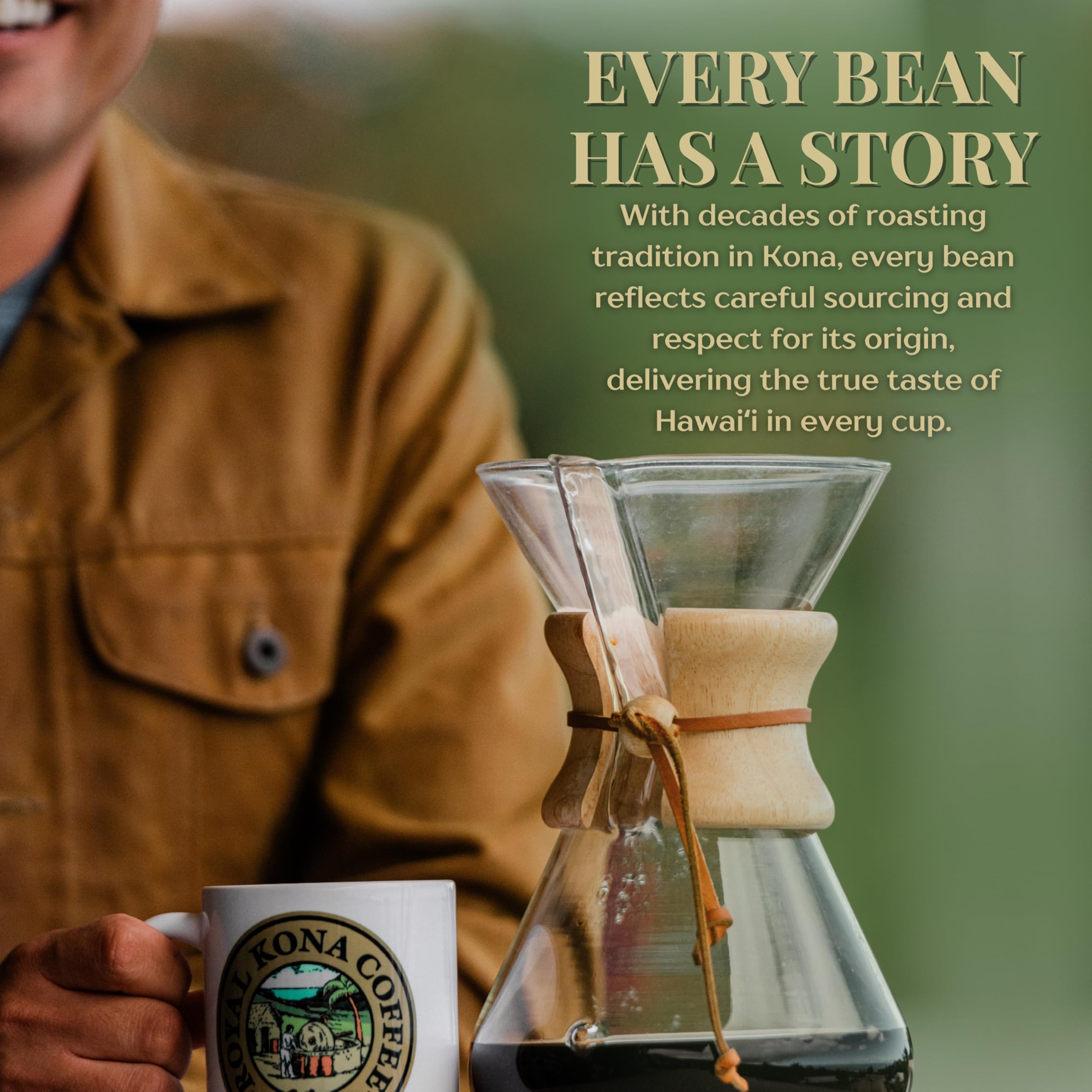 Royal Kona Coffee morning brew ritual – crisp flavor notes for a calm start.