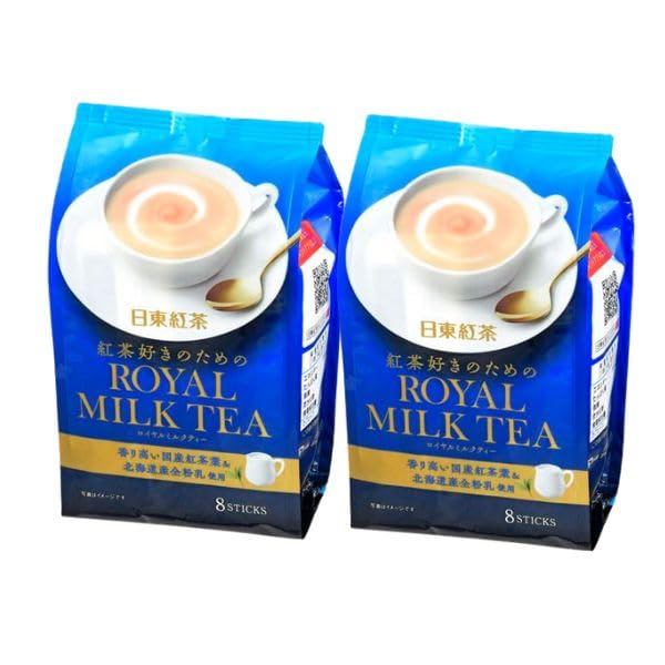 Royal Milk Tea Nittoh 8 sticks dissolving in hot water for a creamy cup