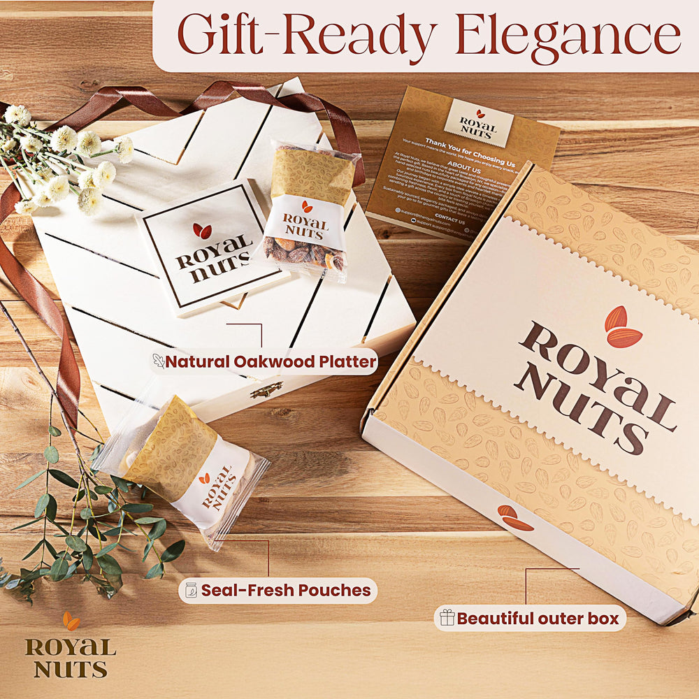 Royal Nuts elegant crate doubles as a keepsake organizer after enjoying the nuts.