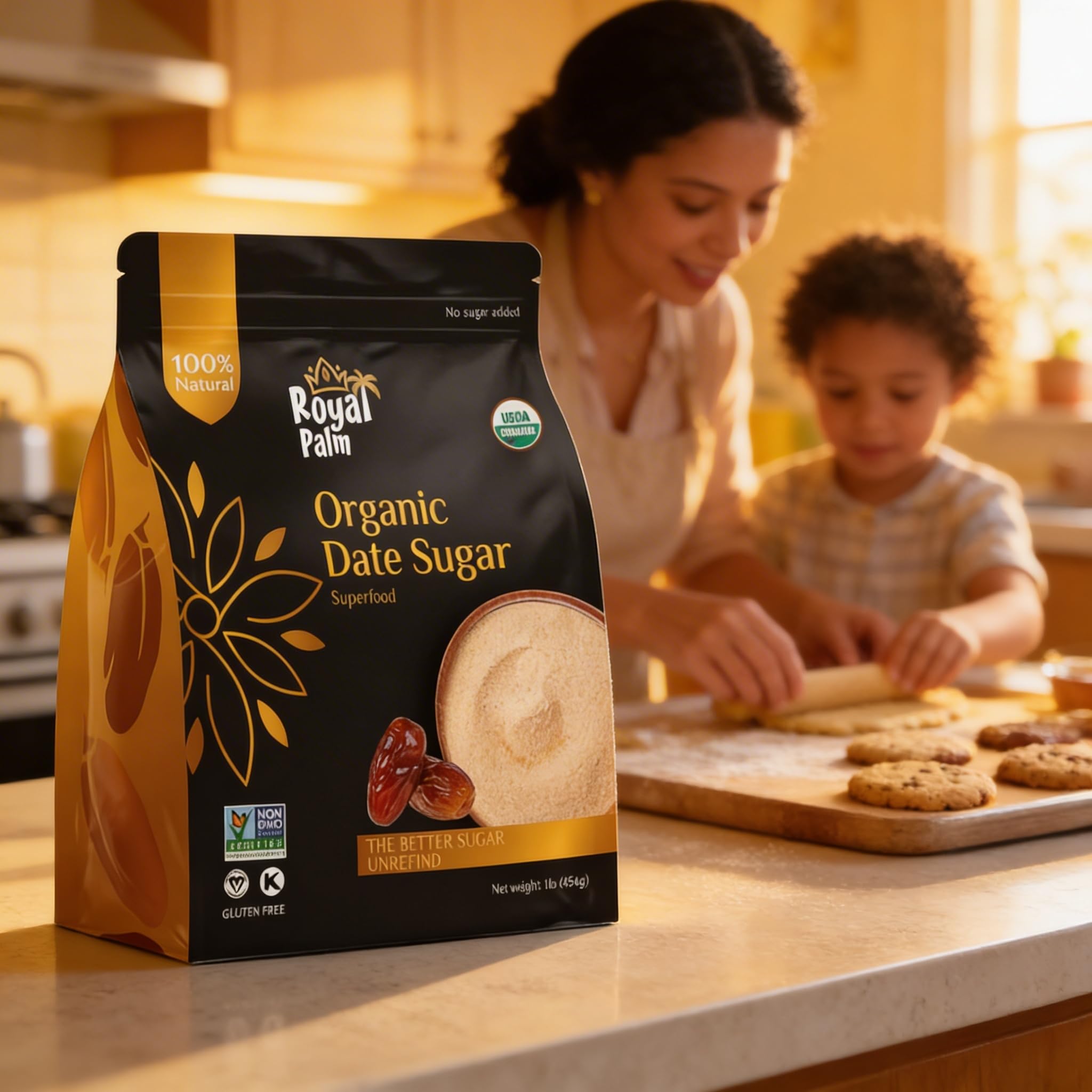 Royal Palm Date Sugar baking cookies image demonstrates compatible substitute.