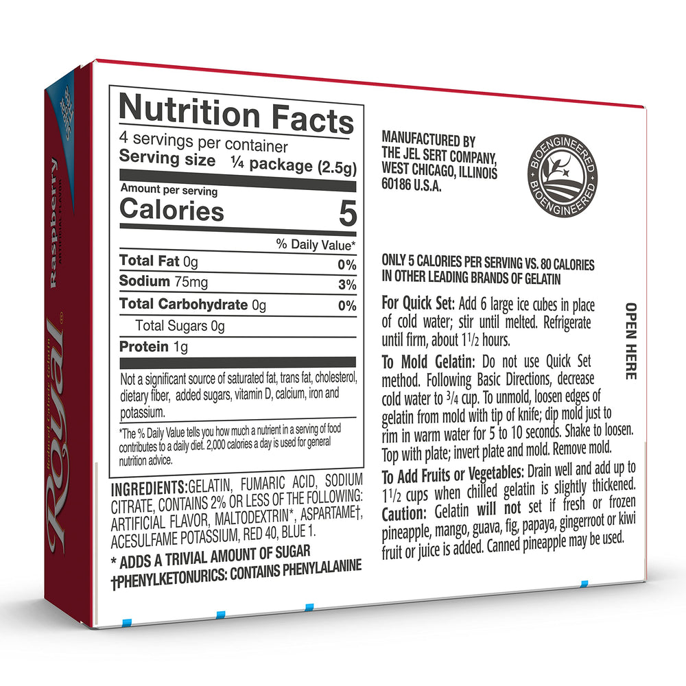 Royal Raspberry Gelatin dissolves in water for a quick, sugar-free treat.
