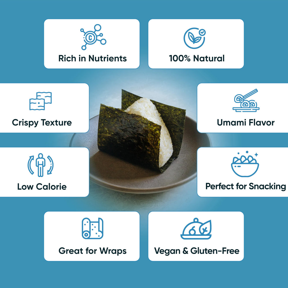 Royal Seafood Distribution crisp seaweed snacks maintain freshness with individual wrappers.
