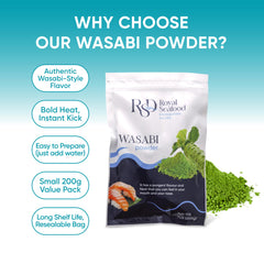 Royal Seafood Wasabi Paste served with fresh sushi and sashimi plates.