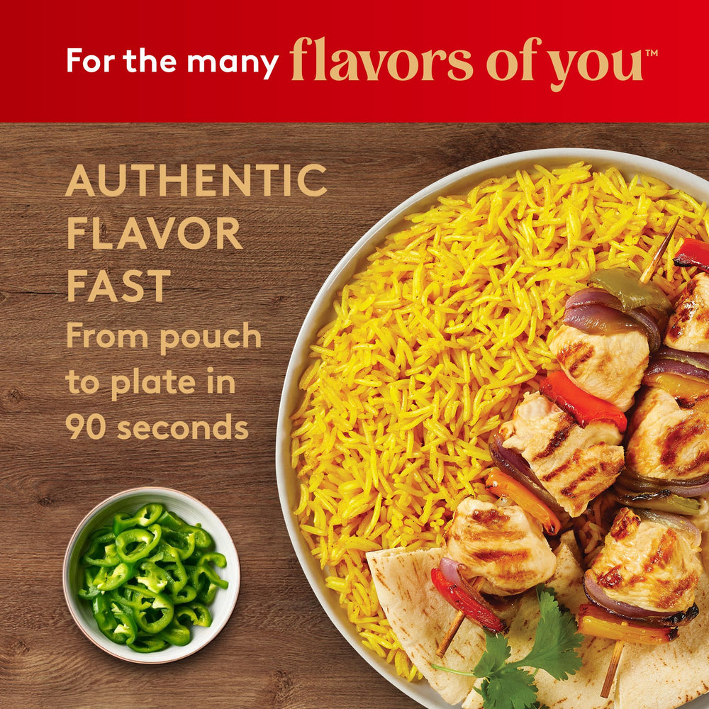 Royal Six-pack packaging display with ready-to-heat rice option.