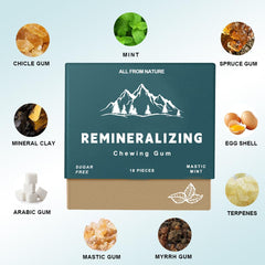 Royalee remineralizing gum packaging eco-friendly design highlighting sustainable choice.