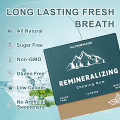 Royalee remineralizing gum pieces mint close-up showing texture and refreshing flavor.