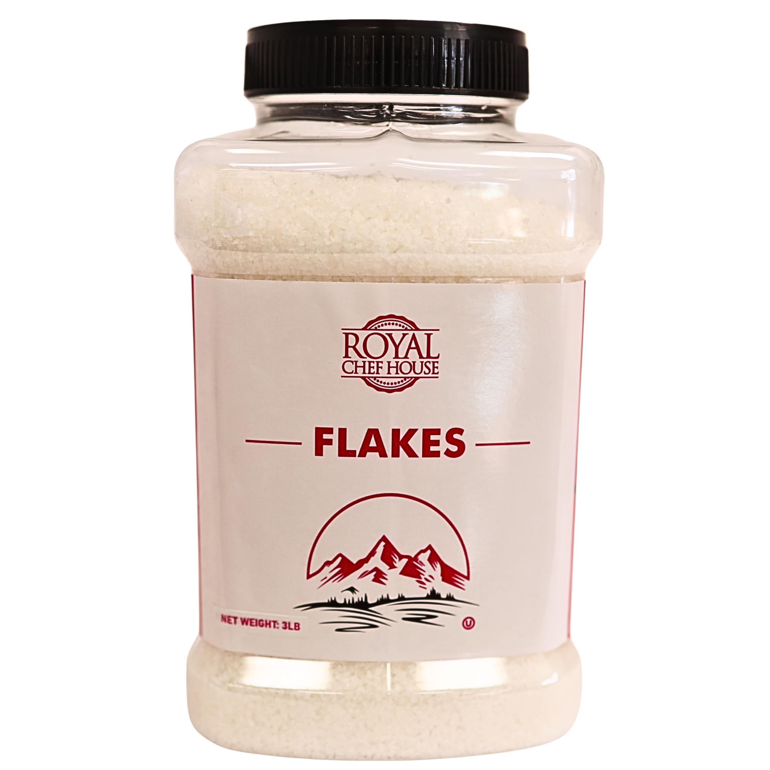 RoyalHouse Himalayan salt flakes in a jar showing delicate finishing texture for gourmet meals.