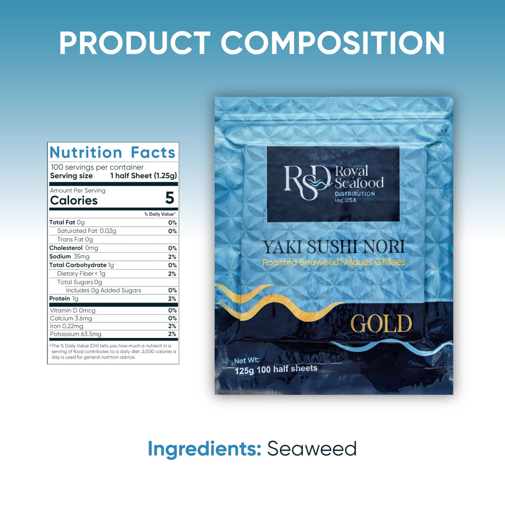 RSD organic roasted nori sheets for fresh sushi rolls.