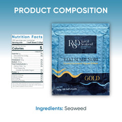 RSD organic roasted nori sheets for fresh sushi rolls.