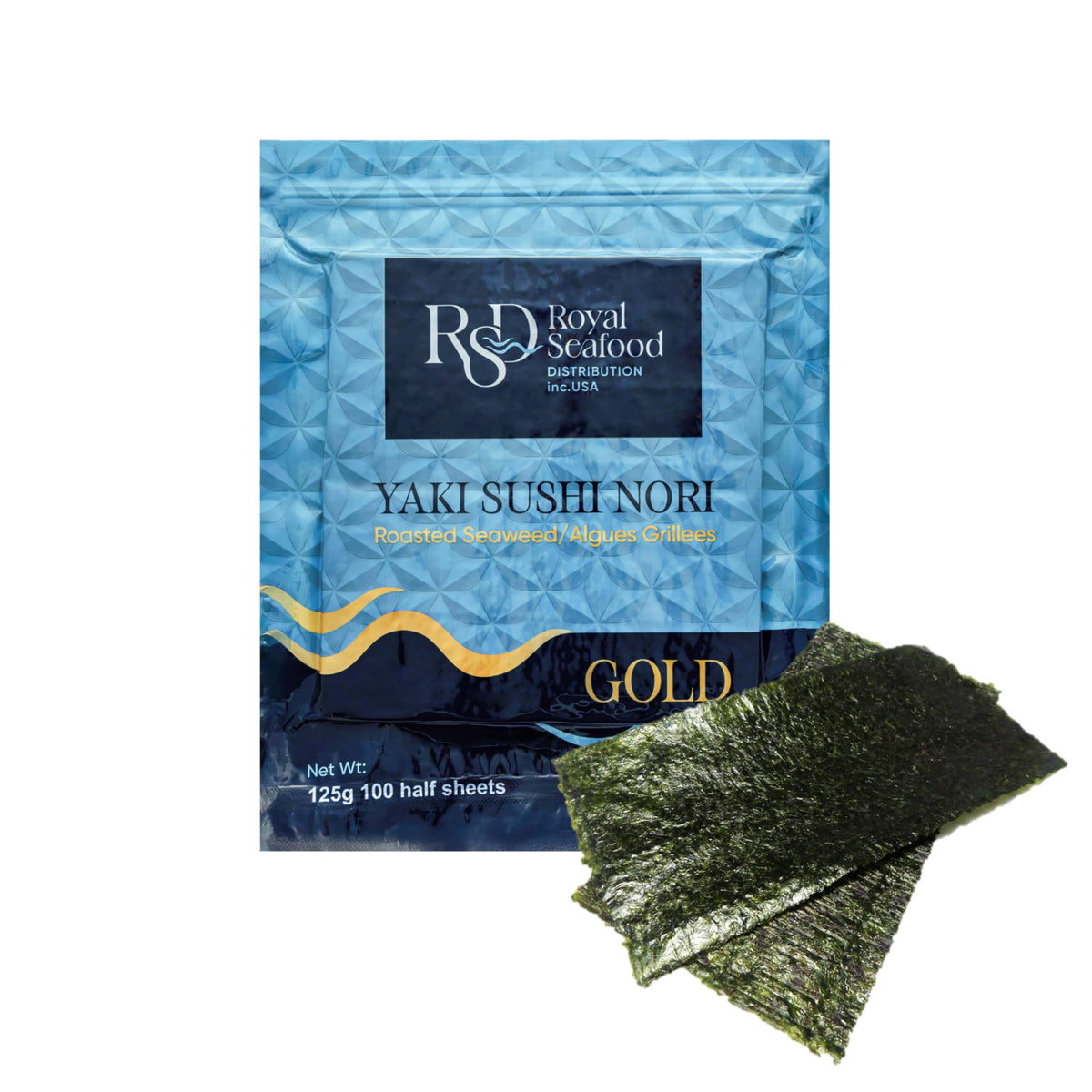 Royal Seafood Distribution sushi nori half-sheets ideal for rolls and wraps.