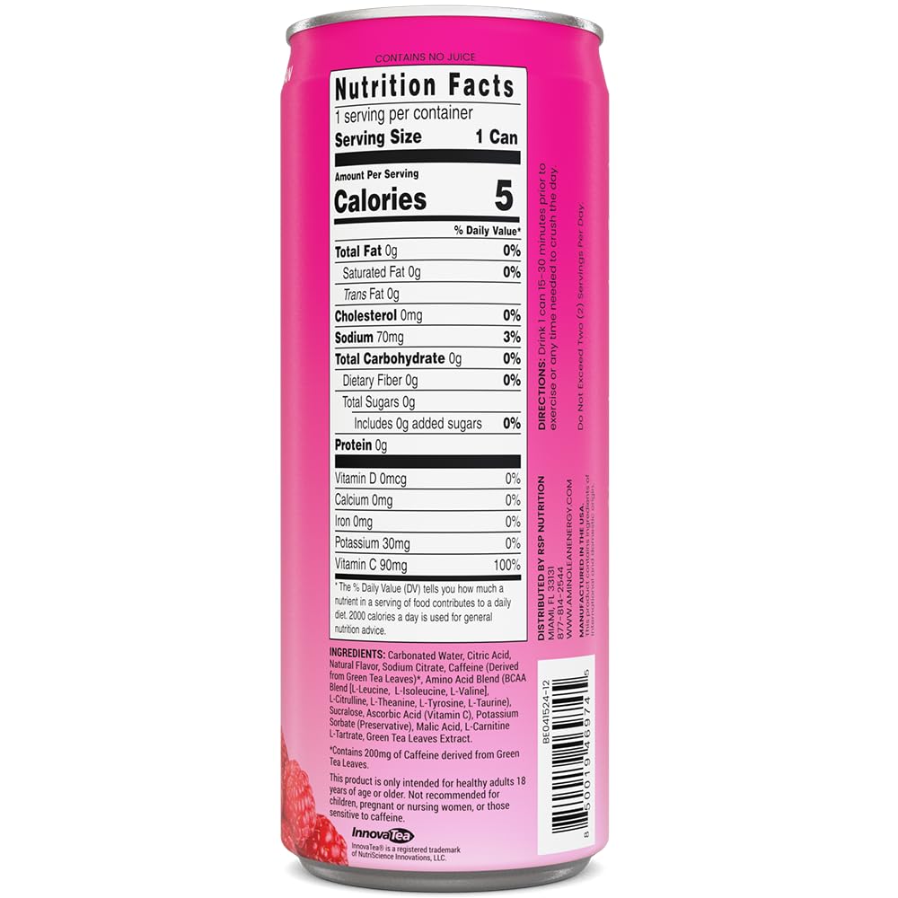 AminoLean Berry Elixir can top view showing refreshing, sugar-free formula