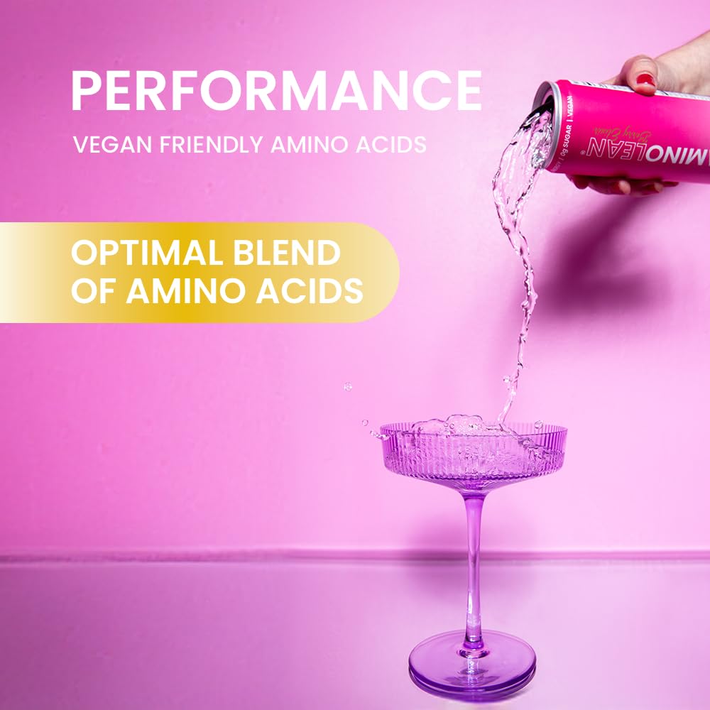 Vegan amino acids claim on can with performance-supporting nutrients