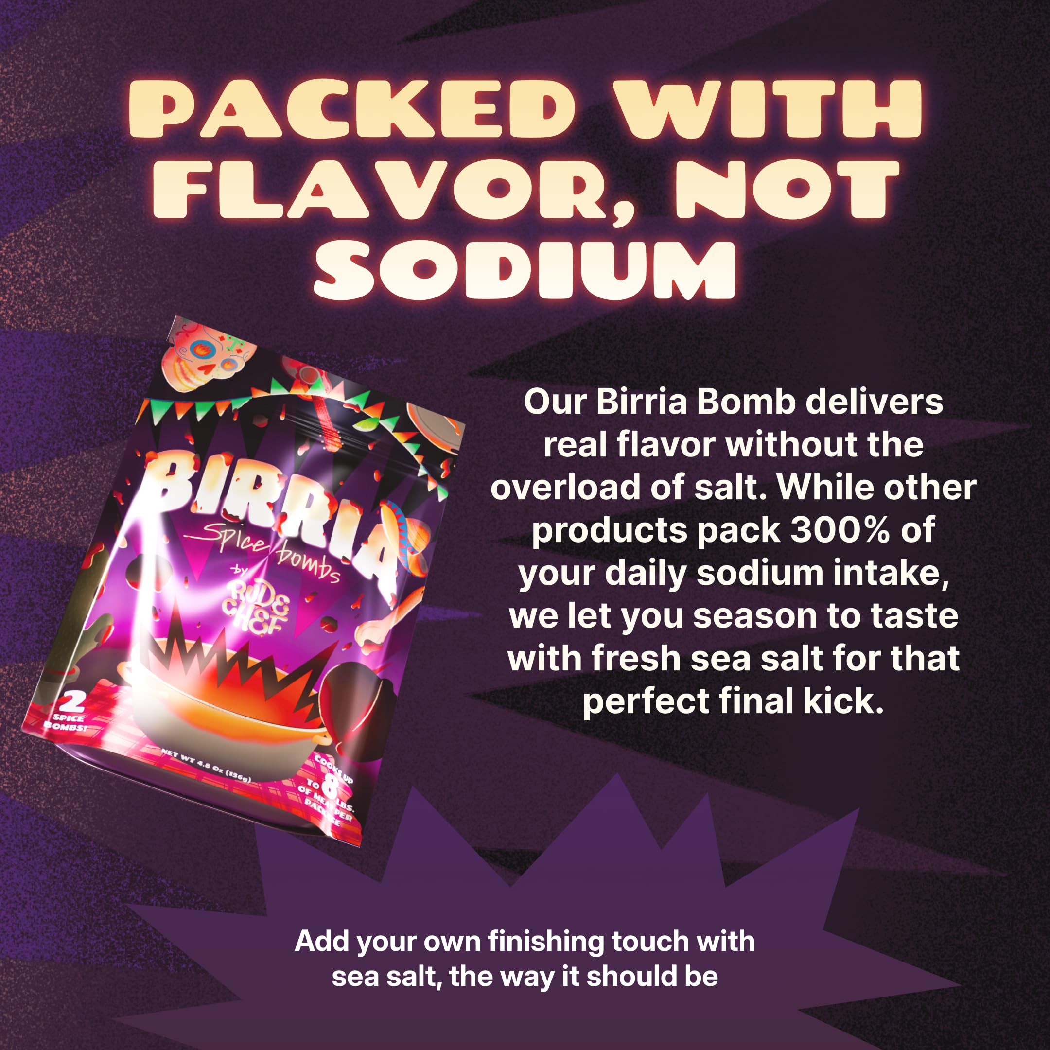 Rude Chef Birria Bomb Balls natural ingredients with no artificial additives.