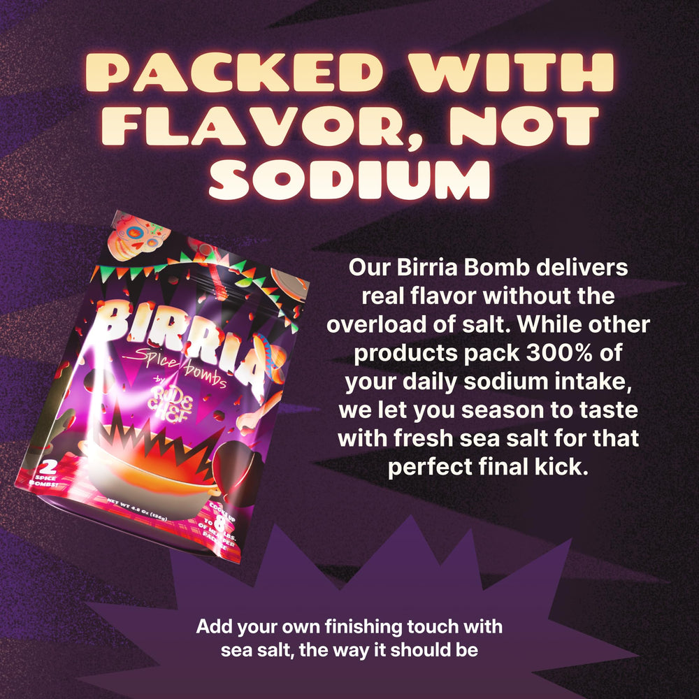 Rude Chef Birria Bomb Balls natural ingredients with no artificial additives.