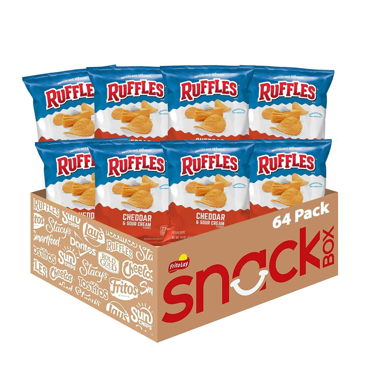 Ruffles Cheddar & Sour Cream chips in a 1.5 oz bag for on-the-go snacking.