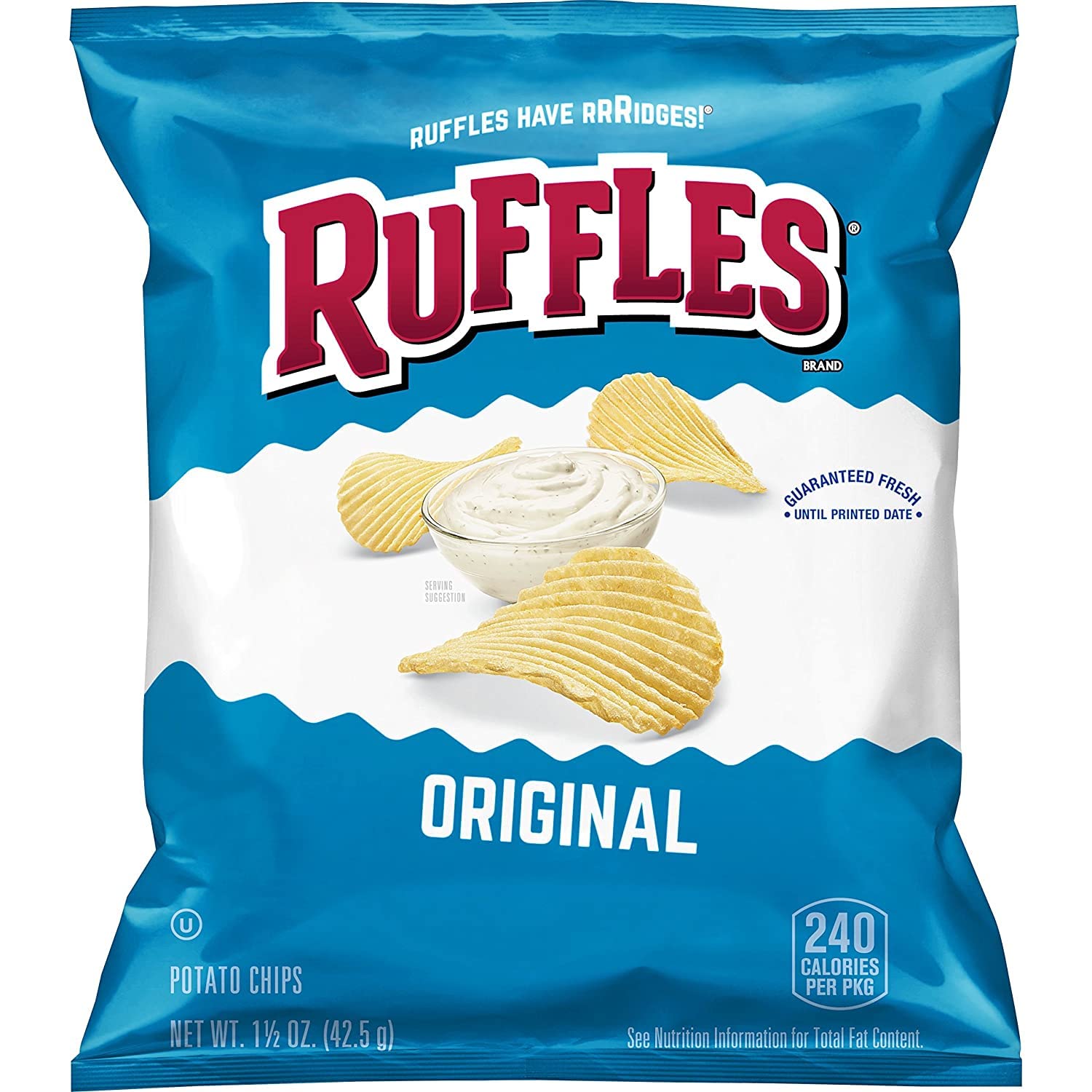 Family enjoying Ruffles Original chips during casual movie night.