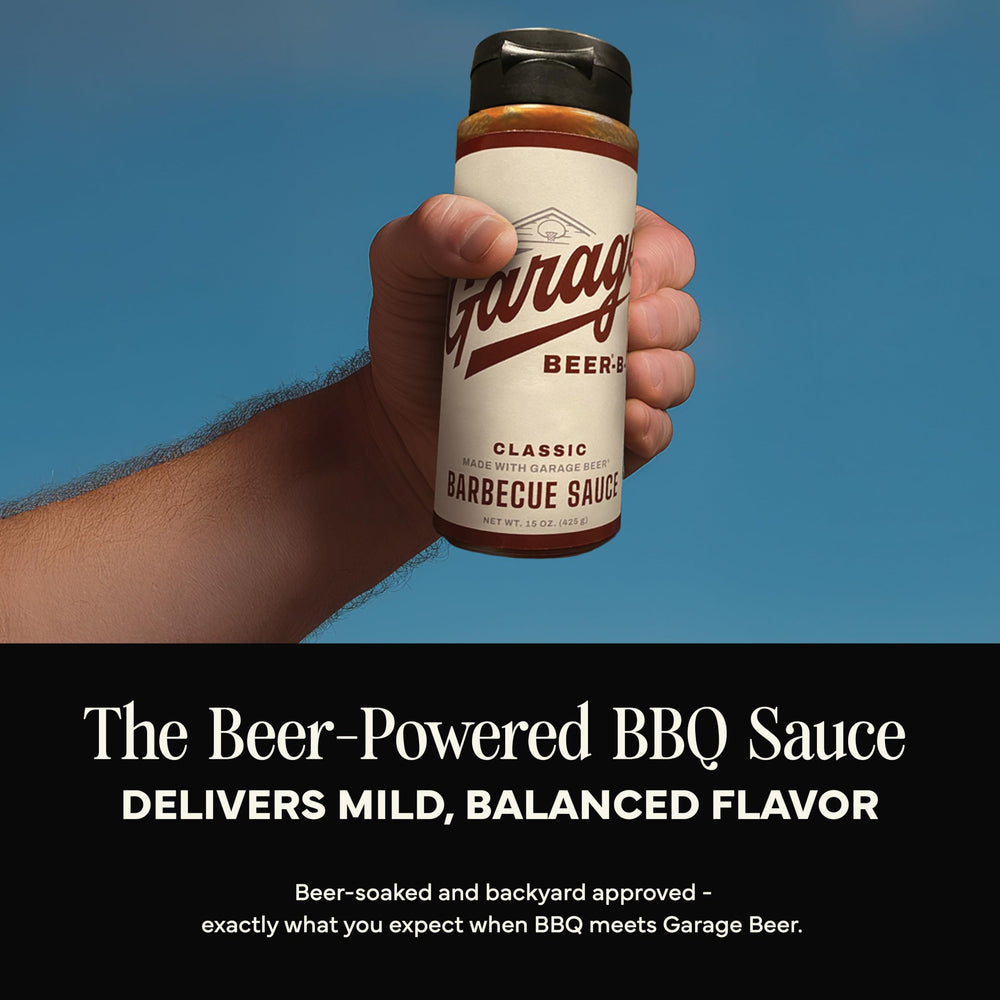 Rufus Teague Garage Beer Sauce glaze over ribs highlights smoky-sweet balance.