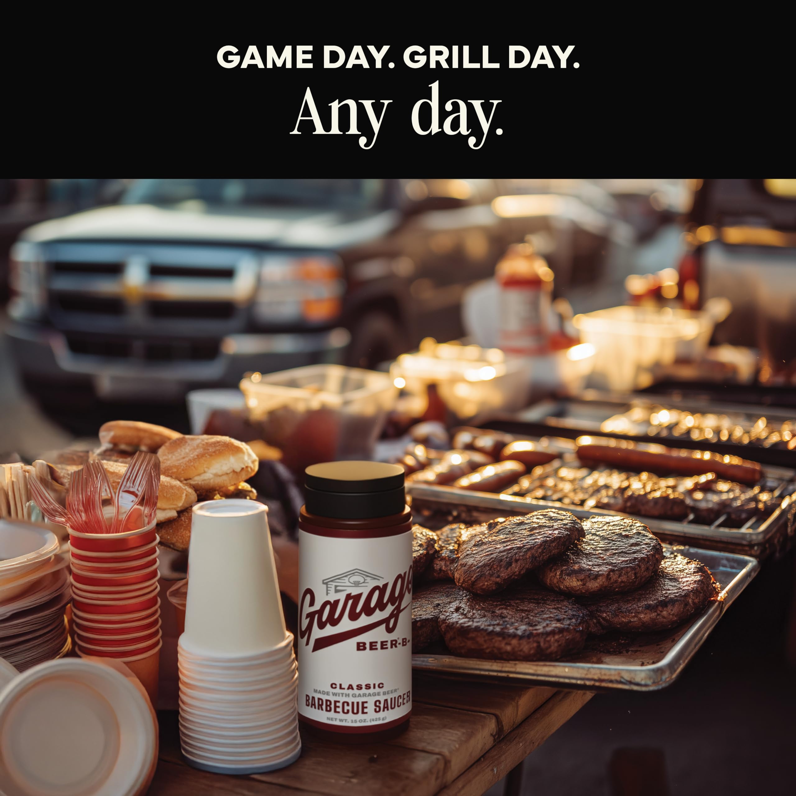 Rufus Teague Garage Beer Sauce label art hints at premium grilling gifts.