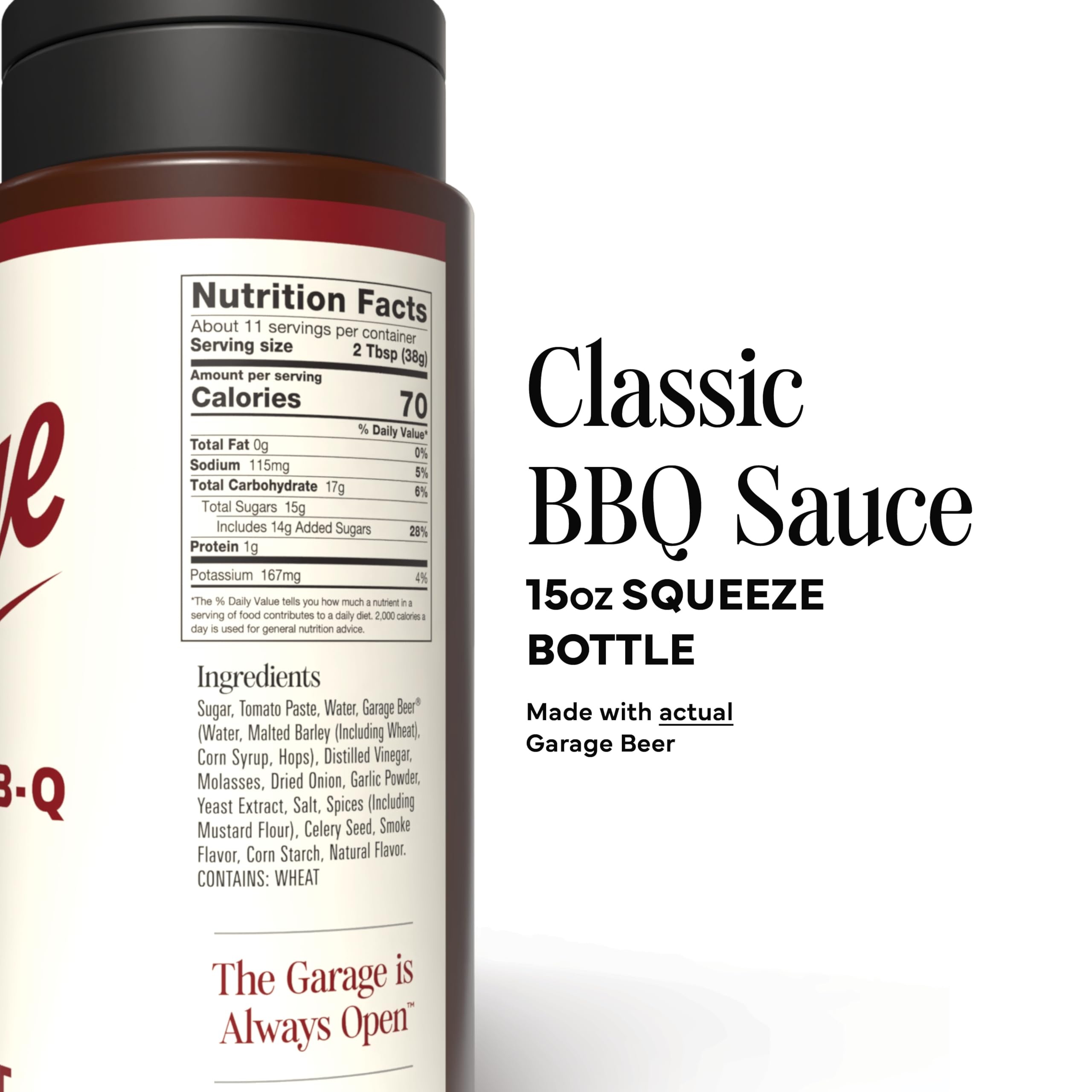 Rufus Teague Garage Beer Sauce pour close-up showcases easy-dispense convenience.