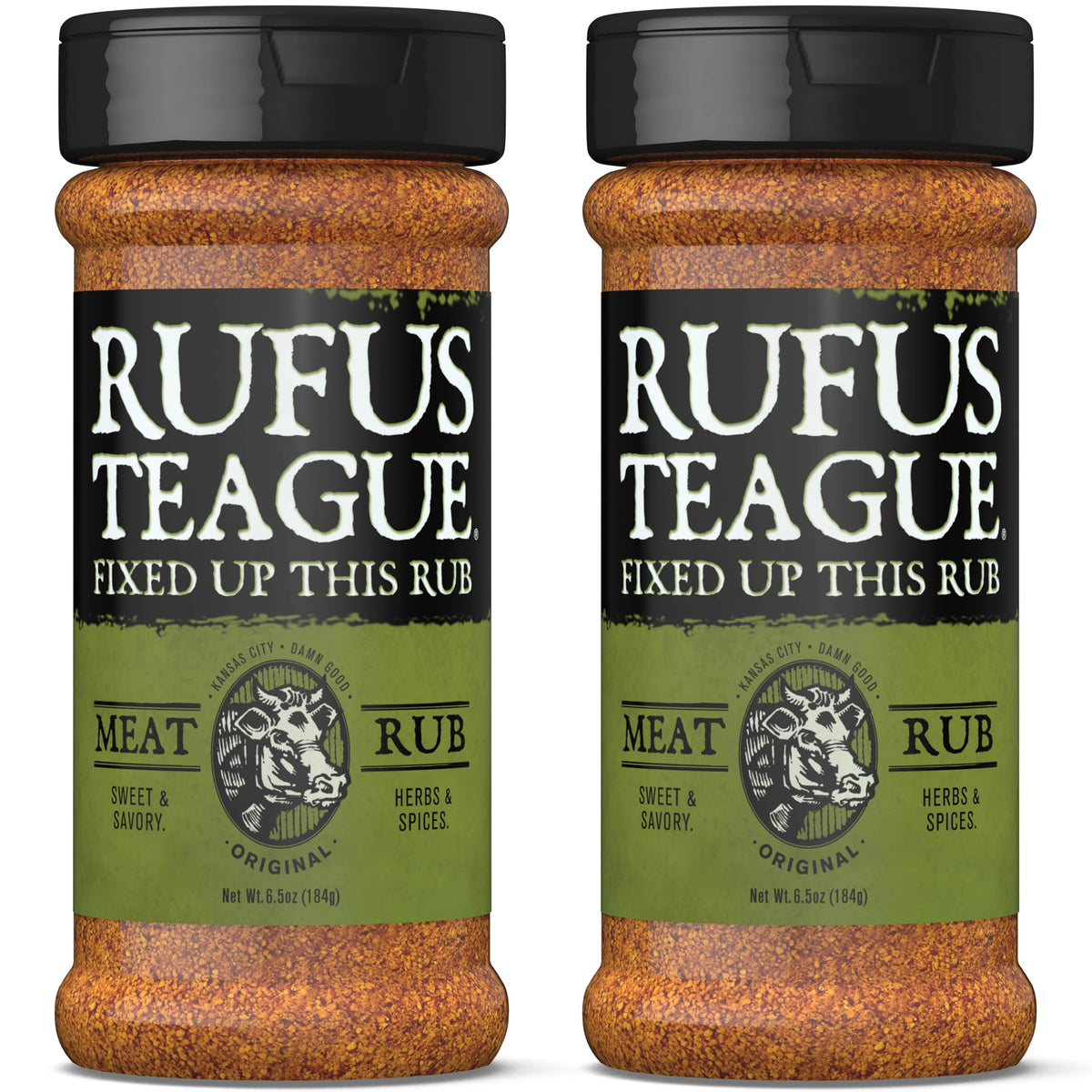 Rufus Teague Meat Rub 2-Pack packaging ready for grilling and smoking.