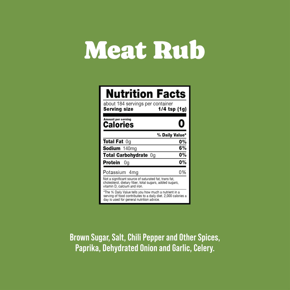 Rufus Teague Meat Rub bottle front showcases US-made Kansas City flavor.