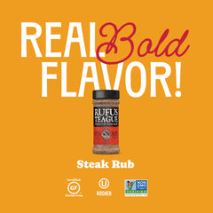 Rufus Teague steak rub on grill scene hints at seared crust