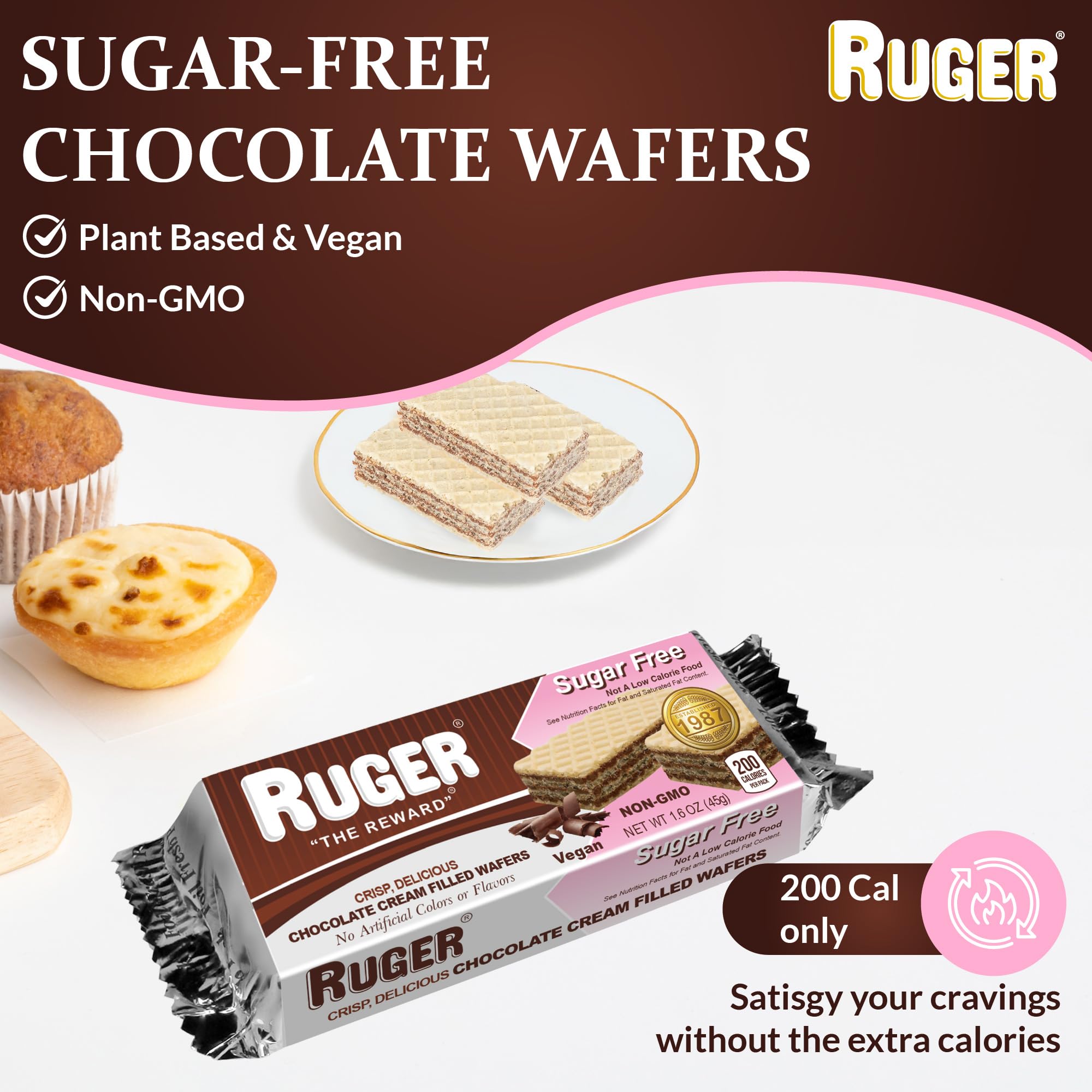 RUGER wafers showing crisp texture with smooth chocolate filling.