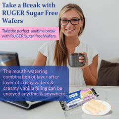 RUGER Sugar-Free Vanilla Wafers vanilla cream fill, smooth contrast with crisp layers.