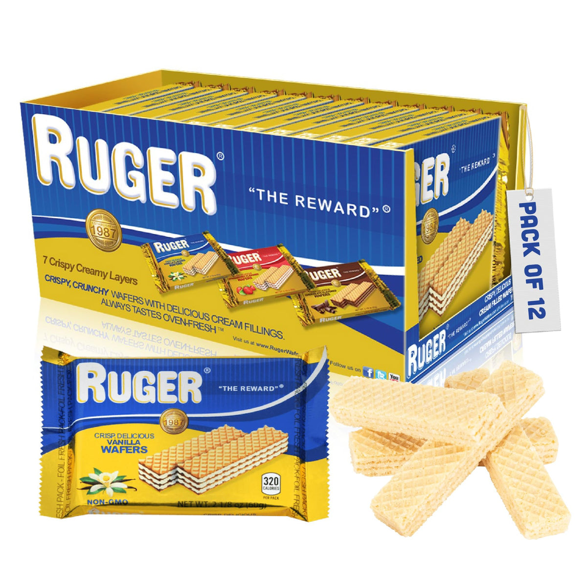 Ruger Wafers Austrian Vanilla pack front, ideal for on-the-go snacking