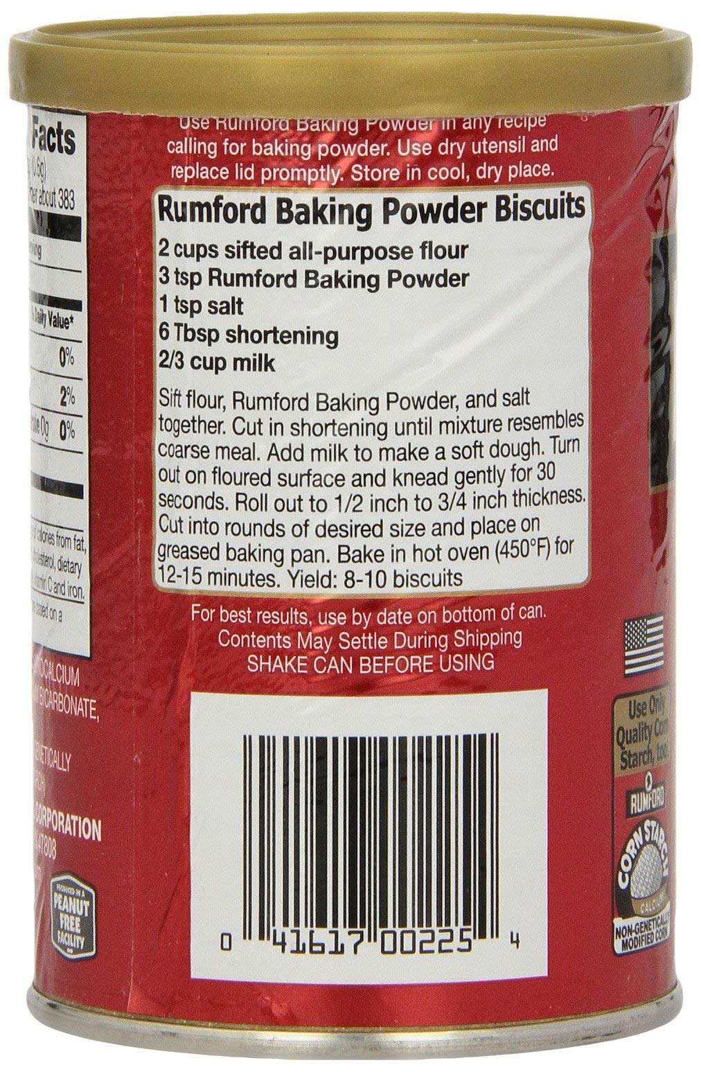 Rumford Baking Powder leveling edge ensures precise measurements for repeatable dough and batter.